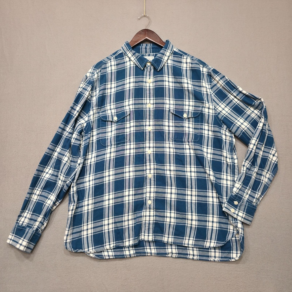 Lucky Brand Men's Blue Plaid Long Sleeve Button Up Shirt/Flannel Size XXL